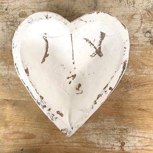 Large Hearth Distressed White Washed Wooden Bowl